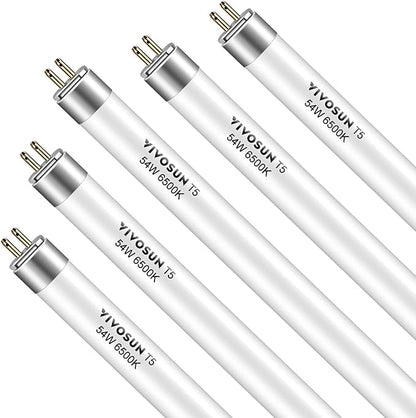 VIVOSUN T5 Grow Light Bulbs 4 Ft 46 Inches, 54W 6500K HO Fluorescent Tubes Light Bulbs, Cool White