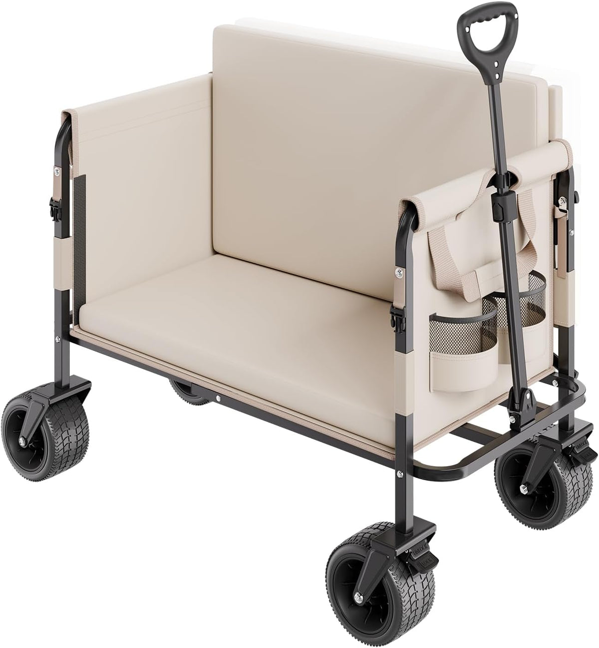 VEVOR 3-in-1 550lbs/220L Large Collapsible Folding Wagon, Convert to Bench, Foldable Beach Wagon