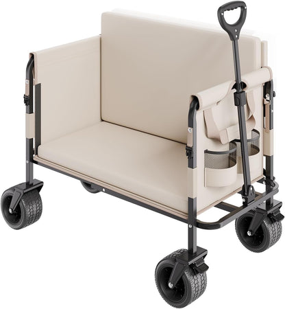 VEVOR 3-in-1 550lbs/220L Large Collapsible Folding Wagon, Convert to Bench, Foldable Beach Wagon