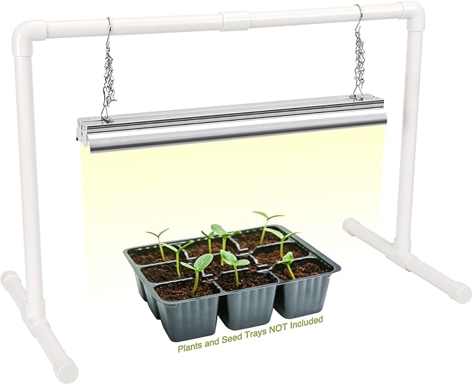 Soligt 2 ft Grow Light for Seed Starting with Stand, Double Tube Warm White Full Spectrum Seedling