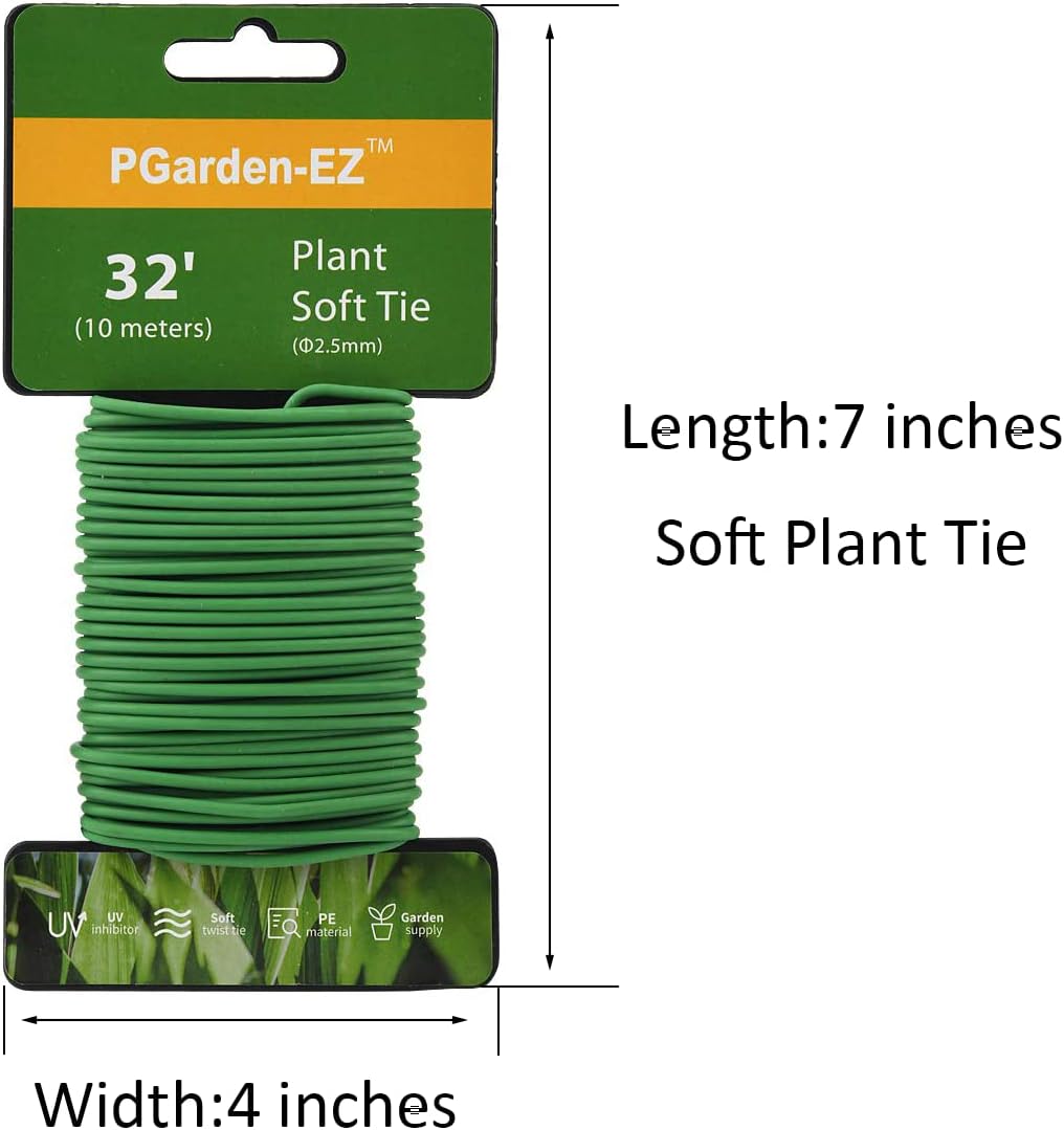 Plant Ties - 32.8ft Soft Twist Ties Green TPR Garden Ties Supply, for Supporting Plants Tomatoes