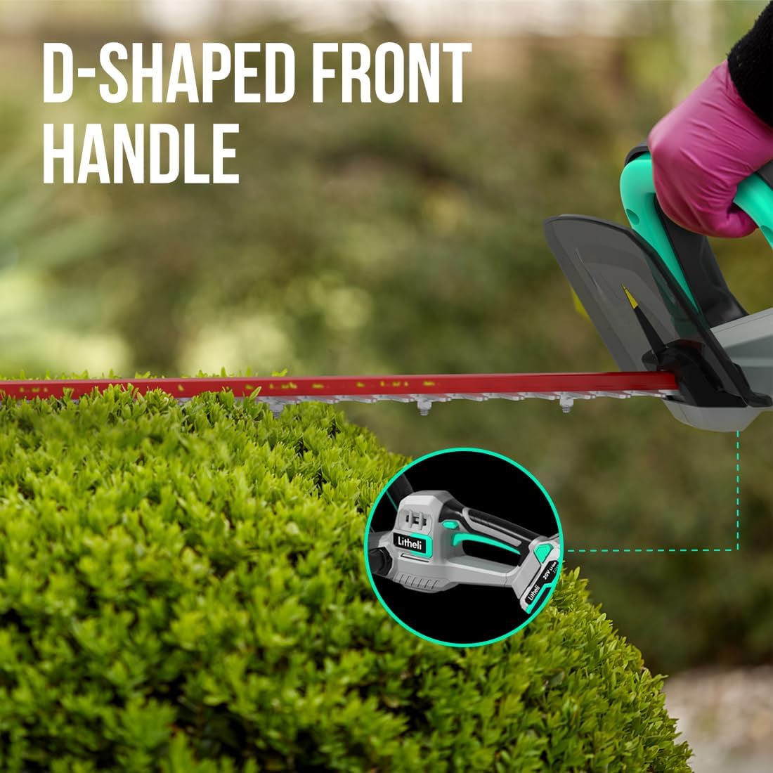 Litheli 20V Cordless Hedge Trimmer 20 Inch, Power Hedge Trimmer for Bush & Shrub Cutting, Trimming