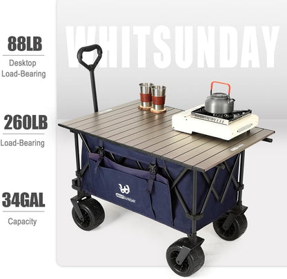 Whitsunday Collasible Wagon, Large Capacity 400Lbs, All-Terrain Wheels Heavy Duty Utility Wagon for