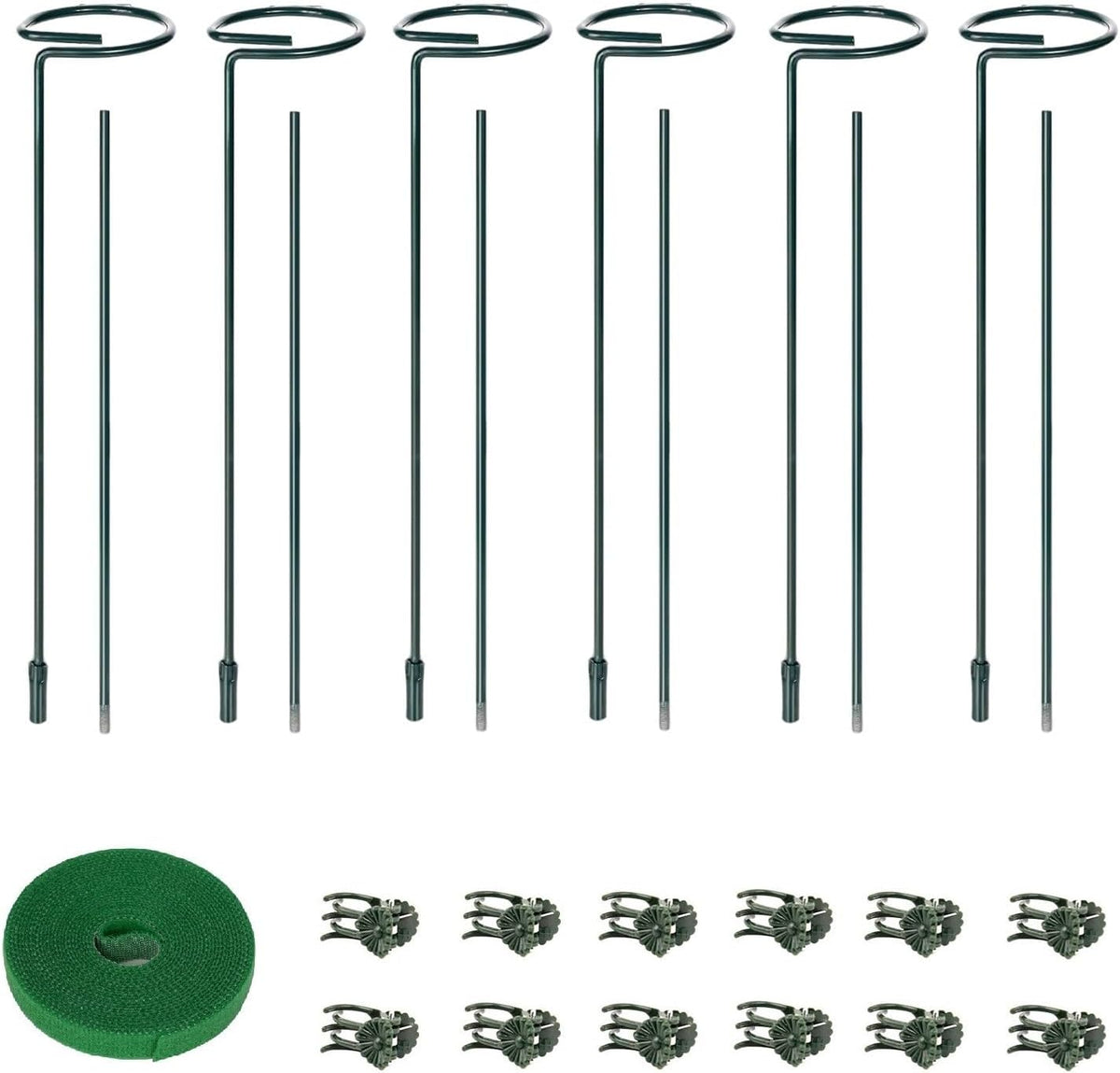 6 Packs Plant Support Sticks for Indoor Plants, Two Sizes (12 or 24 Inches) Orchid Stick and Clip