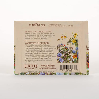 Bentley Pollination Celebration Wildflower Seed Packets, Non-GMO, Uncoated Flower Mix for Planting