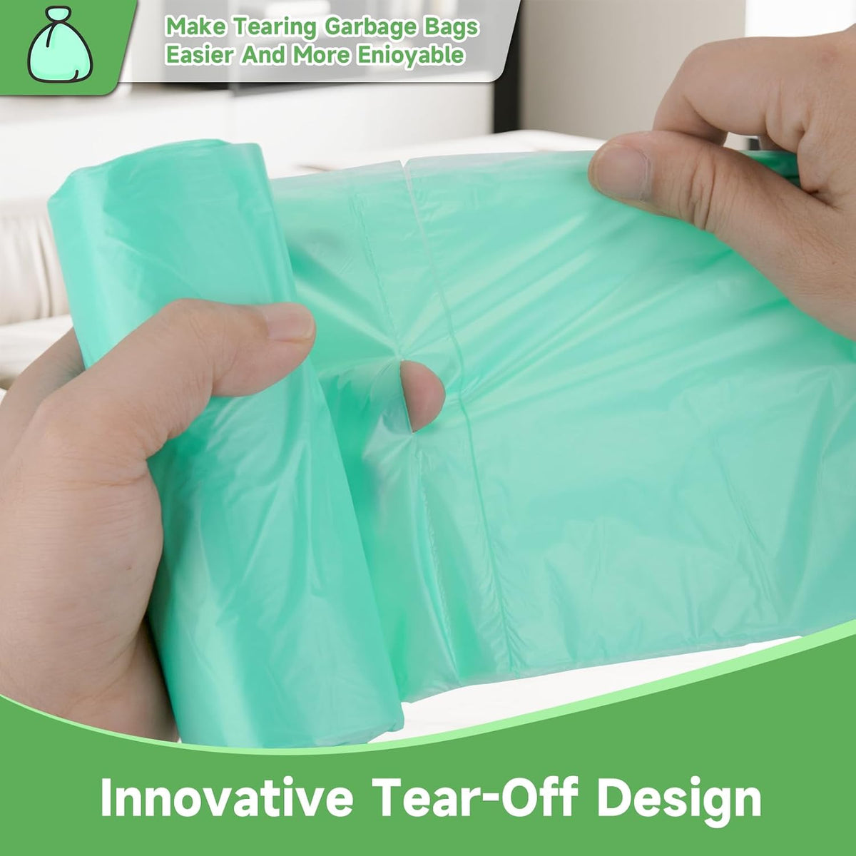 5 Gallon Trash Bags Biodegradable Unscented - Green Small Garbage Bags Compostable 100 Count 18