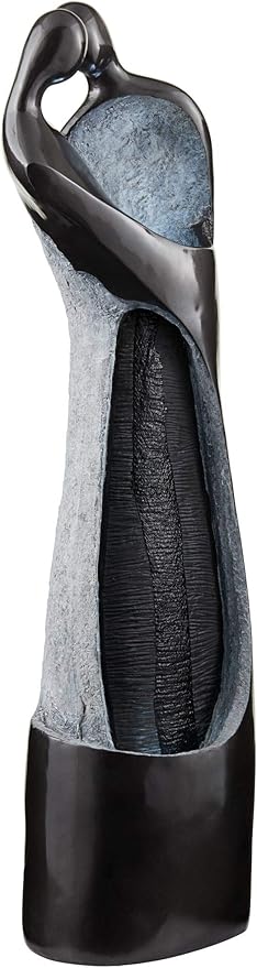 Modern Couple 47" High Large Indoor Outdoor Decor Black Resin Floor Fountain with Light LED Tall