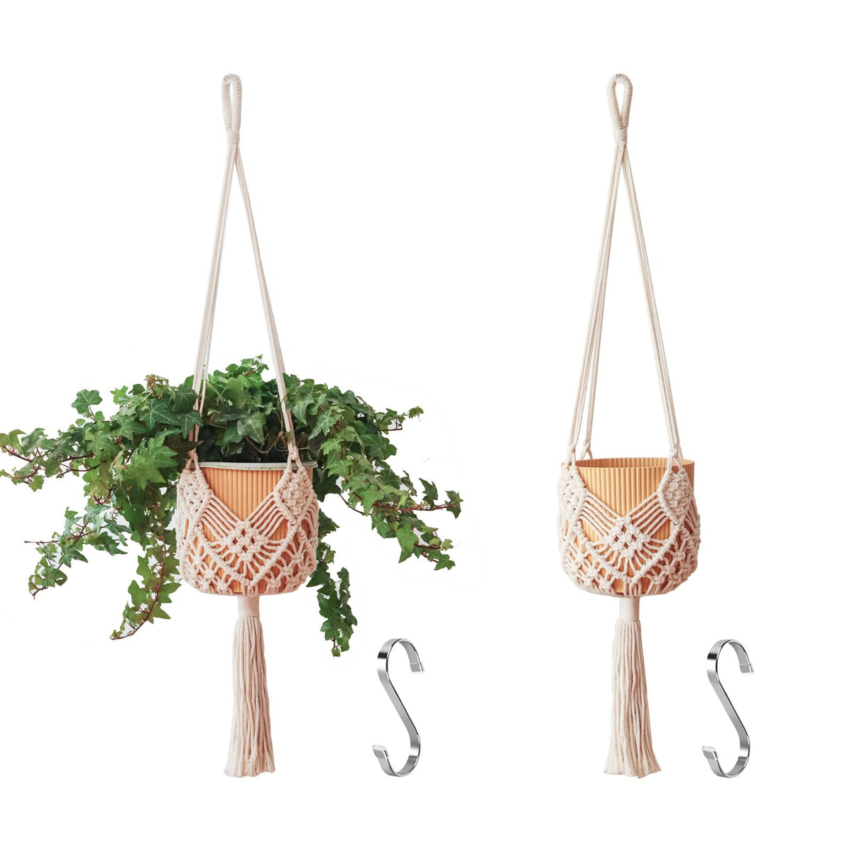XINBOR Hanging Planter with Patterns,2Packs Macrame Plant Hangers Indoor Macrame for up to 8 inch