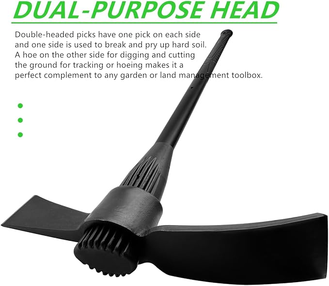 Garden Pick Cutter Mattock, 36" Heavy Duty Pick Axe with Forged Heat Treated Steel Blades Hoe for