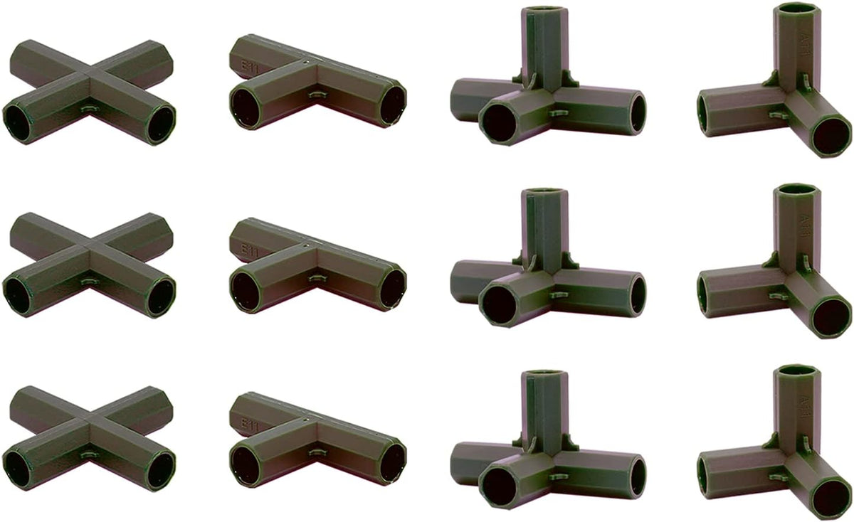 12PCS Fitting 16MM 4 Types Stable Support Heavy Duty Greenhouse Frame Building Connector Black