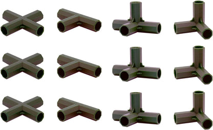 12PCS Fitting 16MM 4 Types Stable Support Heavy Duty Greenhouse Frame Building Connector Black