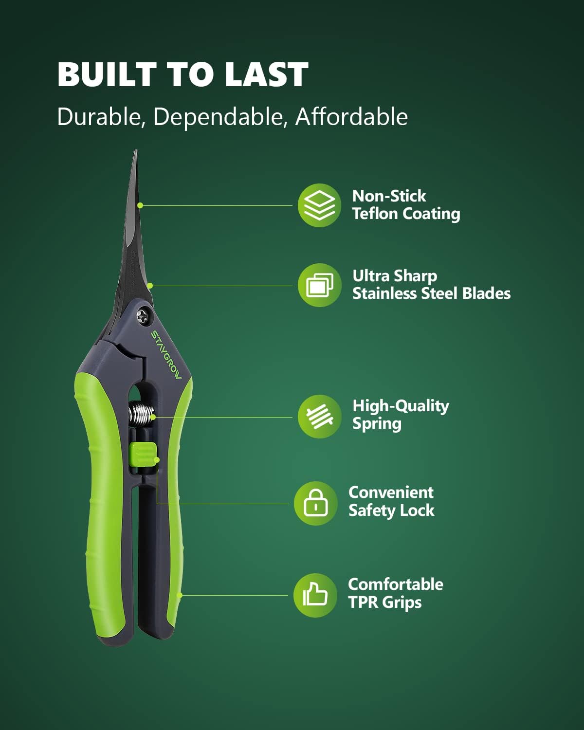 6.5" Pruning Shears for Gardening, Sharp Plant Trimming Scissors for Precise Cuts, Stainless Steel