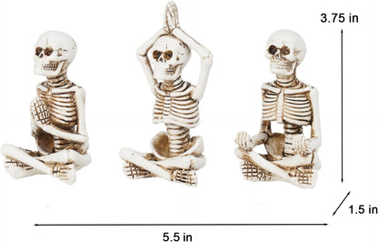 Newman House Studio Halloween Skeleton Decor - Realistic Meditating Skeleton Statues, Set of 3