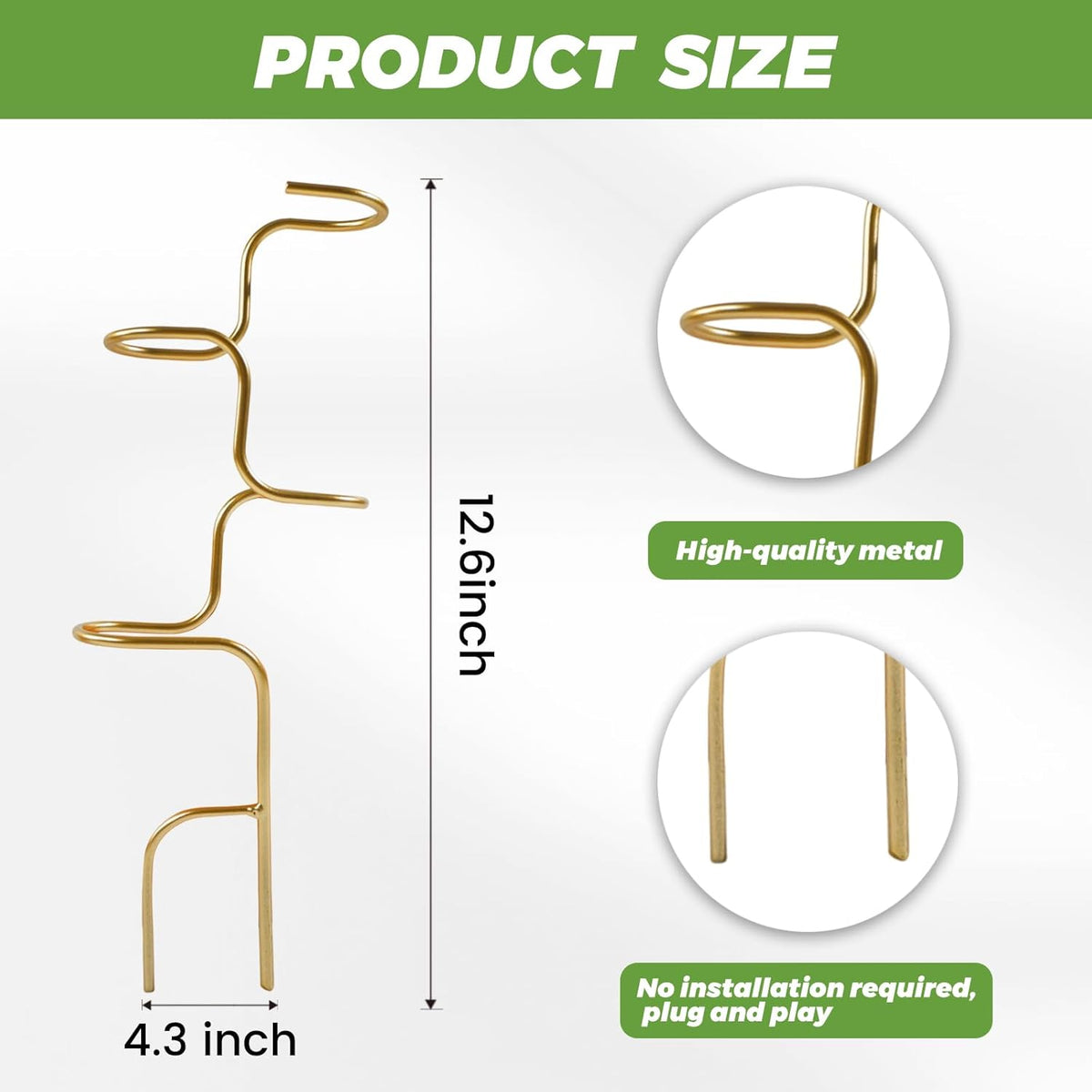 3PCS Indoor Plant Support – Durable Metal Garden Stakes for Monstera, Flowers & Herbs – 12.6 Inch