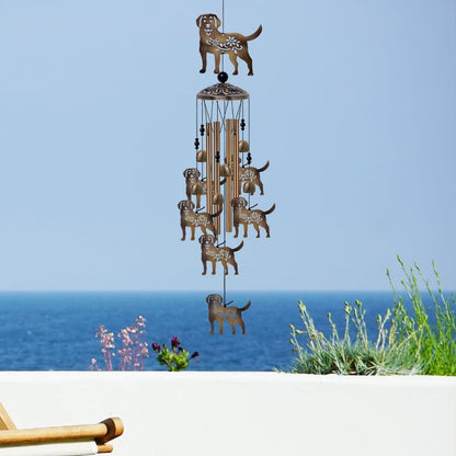Outdoor Dogs Wind Chimes - Bronze Memorial Wind Bells, Mobile Sympathy Wind Catcher, Romantic Puppy