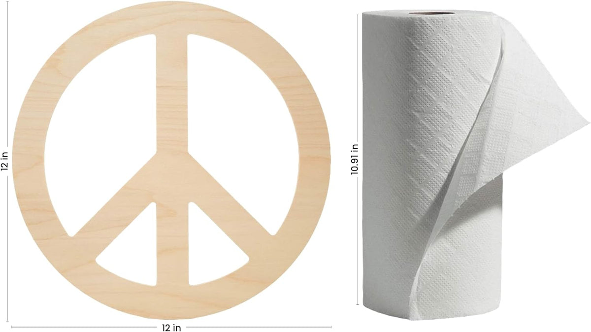 Peace Wood Cutouts 12 x 12-inch, Pack of 3 Unfinished Wood Crafts Blank, Wooden Letter Sign for