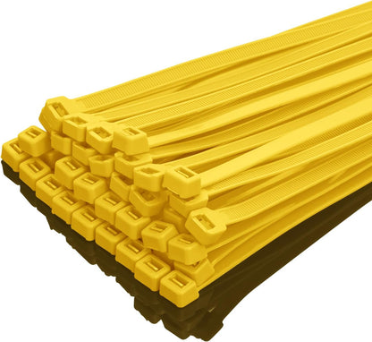 XINGO 10 Inch Yellow Zip Ties Heavy Duty 100 Pack, 120 LBS Tensile Strength, Premium Nylon Cable