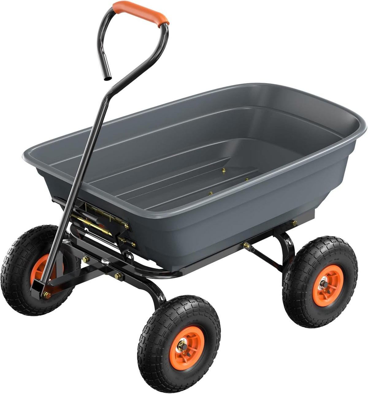 VINGLI Dump Cart Wagon, 440LBS Quick-Release Dump Wheelbarrow, All-Terrain 10" Tires Garden Wagon
