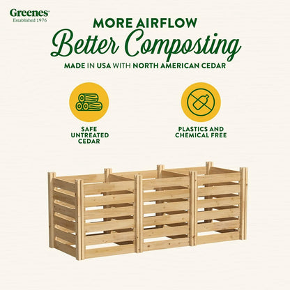 Greenes Fence Cedar Wood Composter, 24" W x 72" L x 31" H / 231.9 Gallons - Made in USA with North