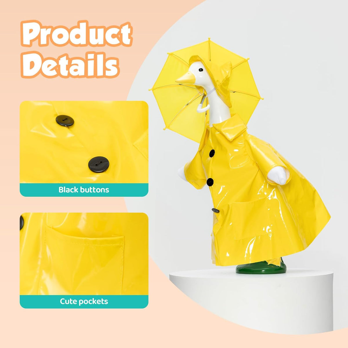2 Set Lawn Goose Outfits – Mexican Theme with Bandana & Yellow Raincoat Costume for 23"/17" Goose