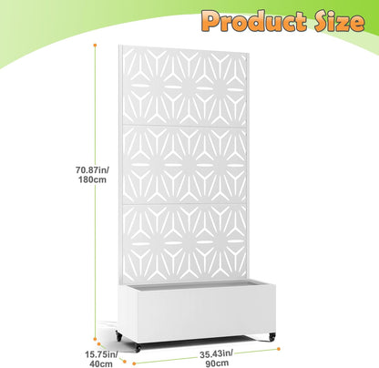 Metal Raised Garden Bed with Trellis, 2-in-1 Planter Box & Privacy Screen for Climbing Plants