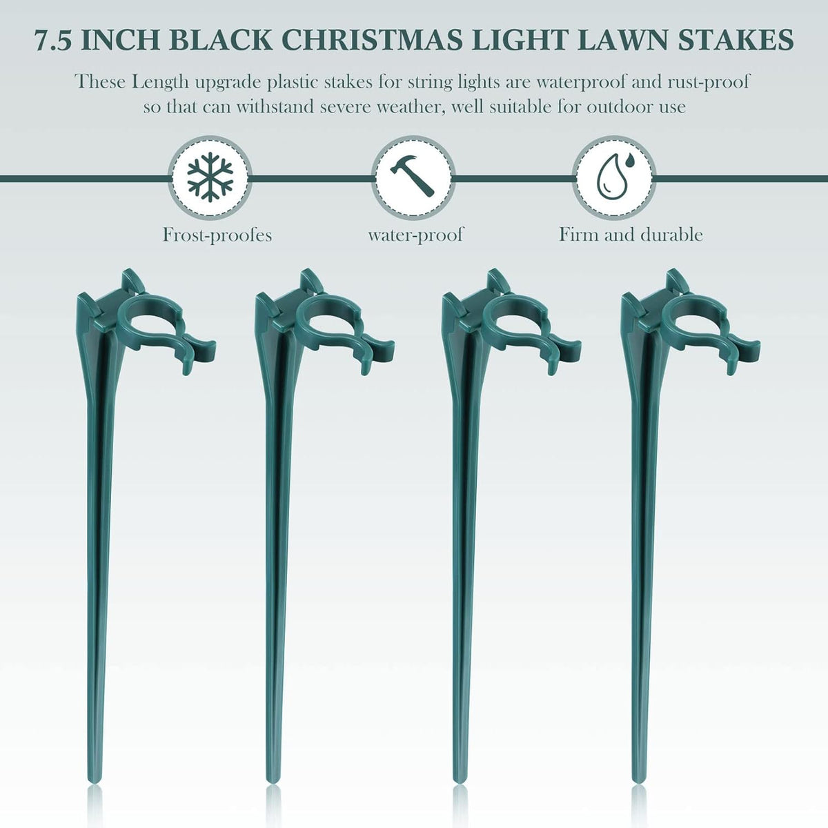 Jetec 60 Pieces Christmas Light Stakes Universal Yard Lawn Holiday 7.5 Inches Light Ground Stakes