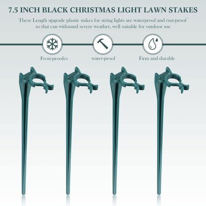 Jetec 200 Pieces Christmas Light Stakes Universal Yard Lawn Holiday 7.5 Inches Light Ground Stakes
