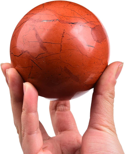 JIC Gem Natural Red Jasper Healing Crystal Ball Divination Gemstone Sphere Ball,Feng Shui Reiki