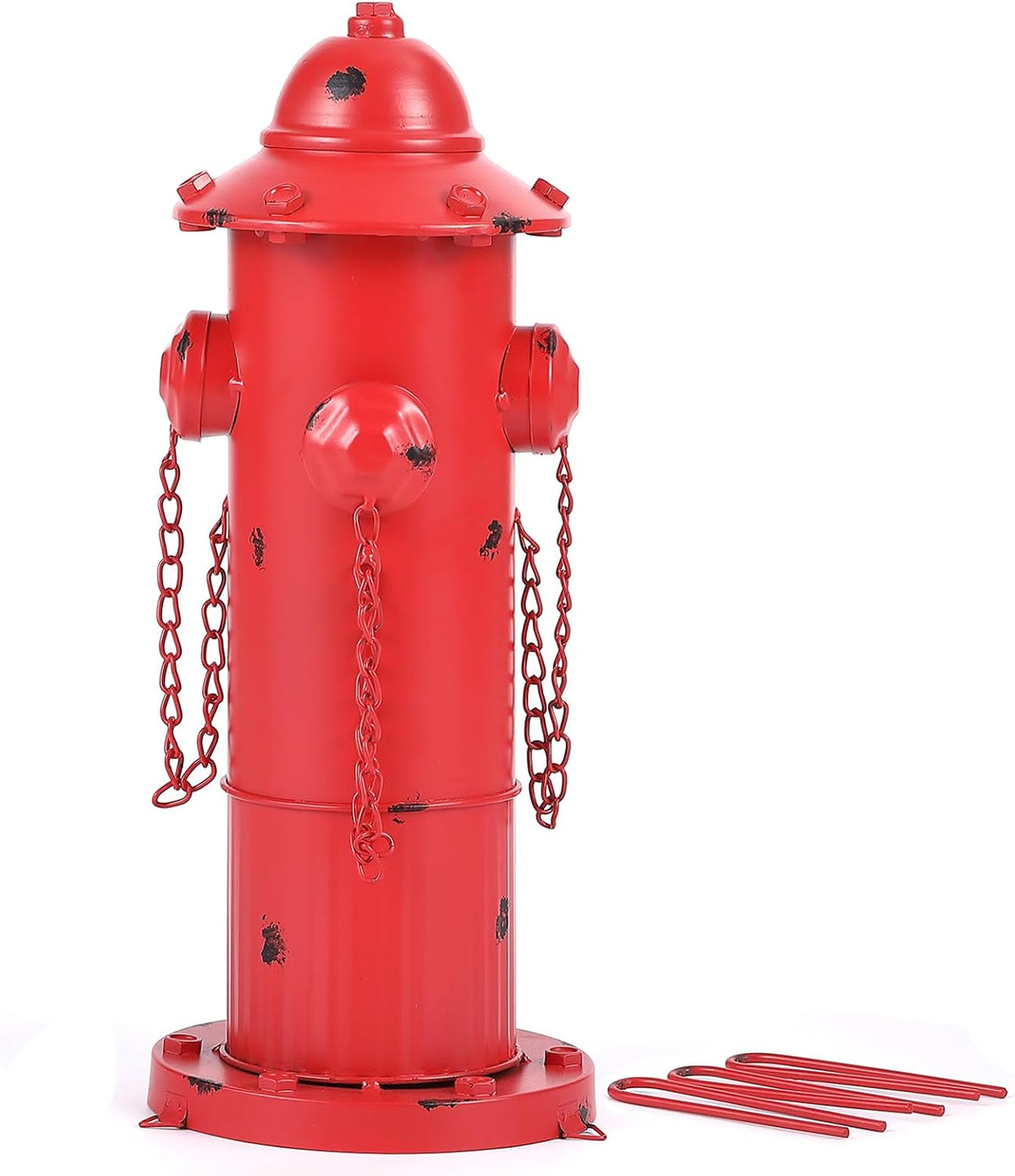 Fire Hydrant for Dogs to Pee on, Metal Puppy Pee Post for Dogs, Red Fake Fire Hydrant with Stakes