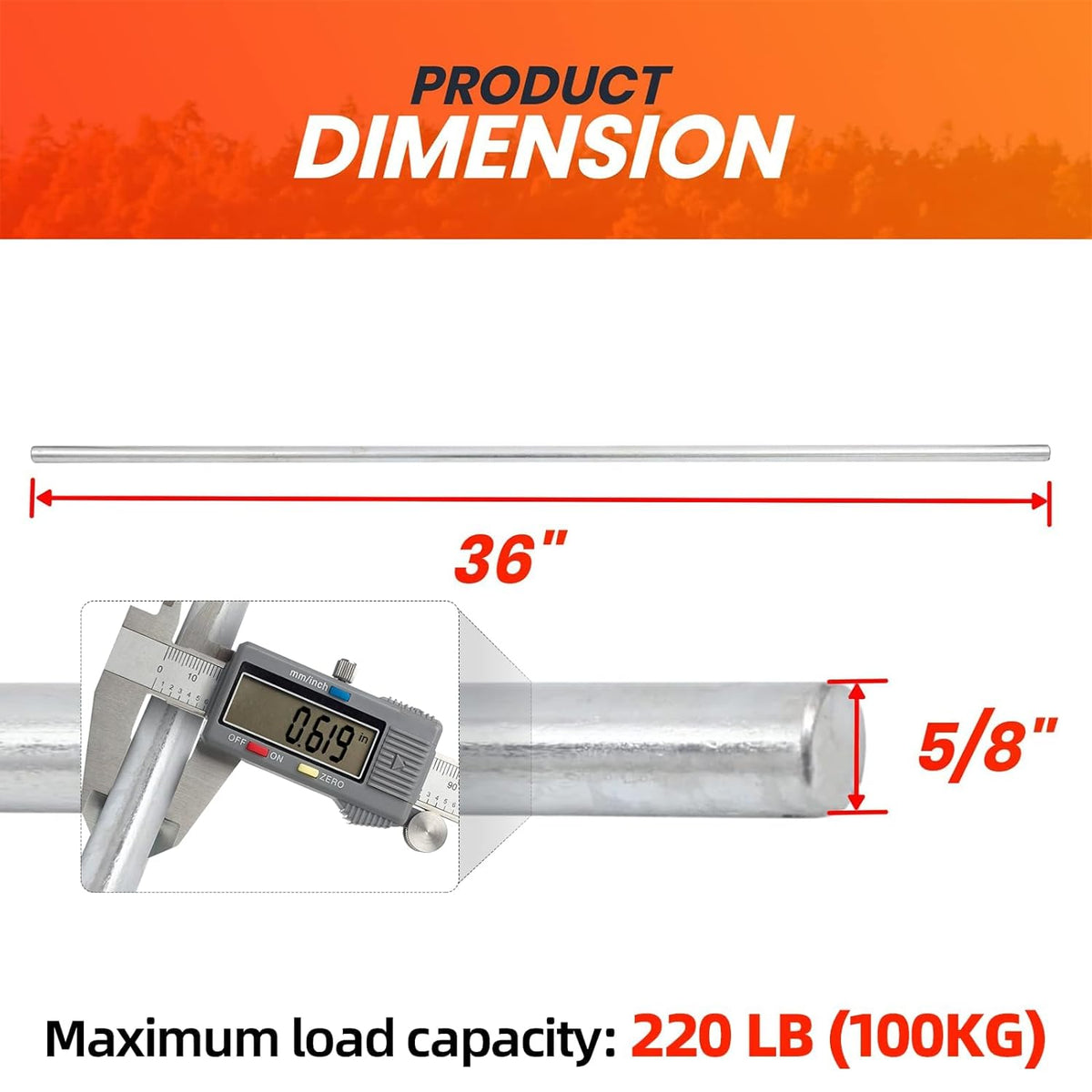 AR-PRO (2-Pack) 5/8” x 36” Zinc Plated Steel Rods Designed for Use as an Axle Shaft on Hand Trucks