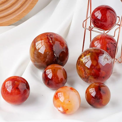 JIC Gem Red Agate Large Crystal Ball 3.5-4 inch(90-100mm) Round Healing Crystals Decorative Sphere