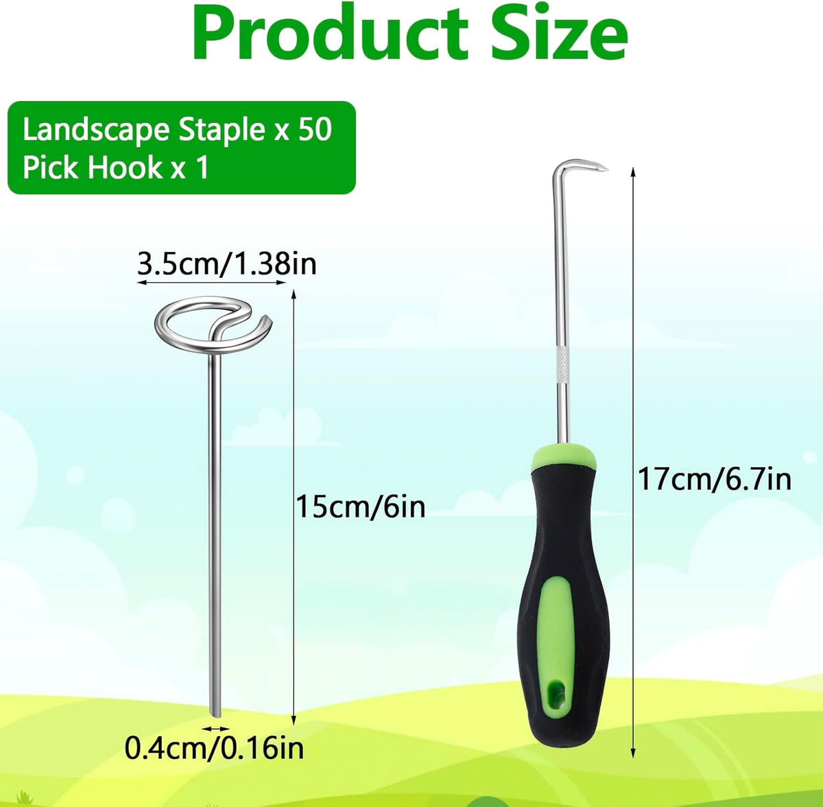 120 Pcs Landscape Staples, Thickened 8 Gauge Circle Top Landscape Fabric Pins, 6 Inch Galvanized