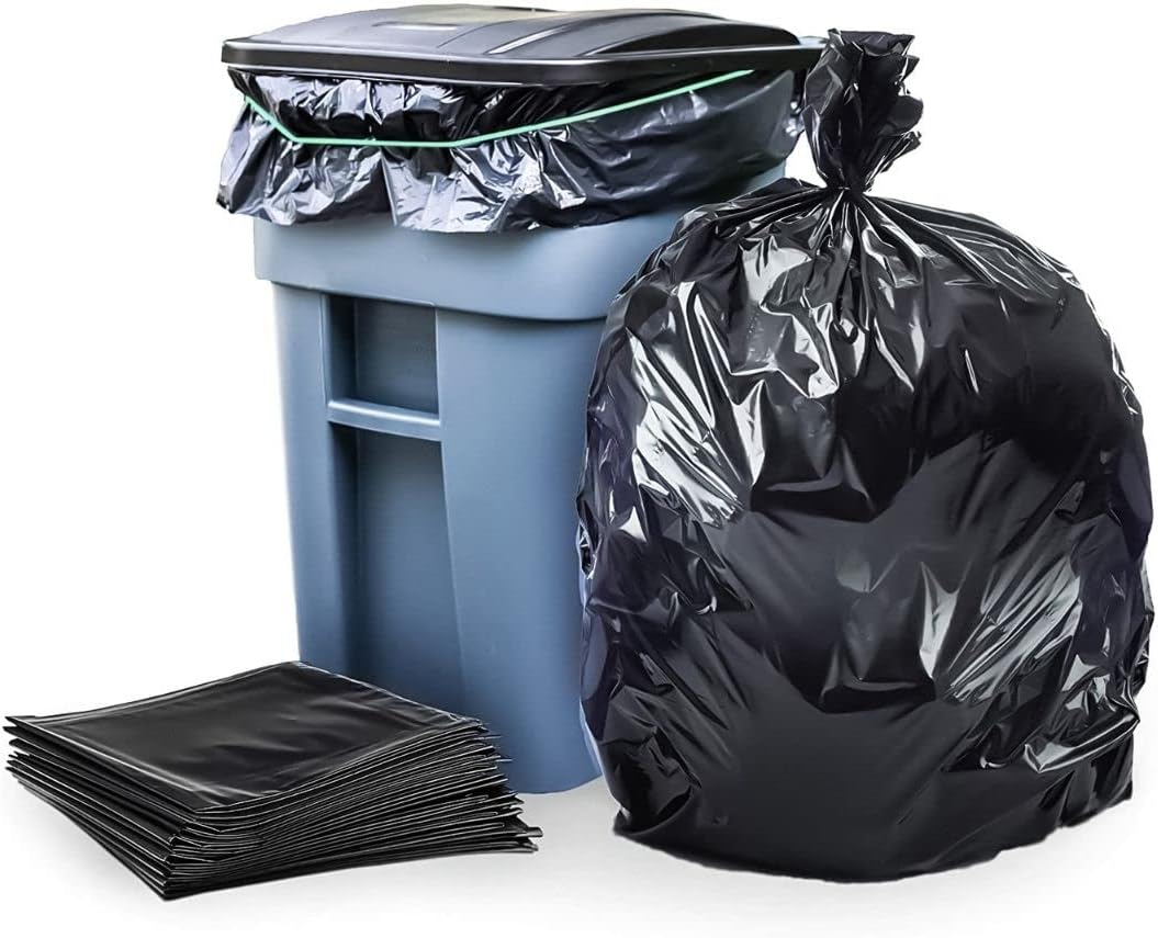 Plasticplace 64-65 Gallon Trash Can Liners for Toter │ 1.5 Mil │ Black Heavy Duty Garbage Bags │