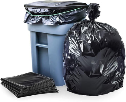 Plasticplace 64-65 Gallon Trash Can Liners for Toter │ 1.5 Mil │ Black Heavy Duty Garbage Bags │