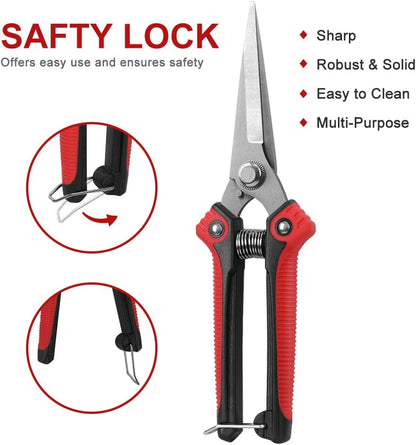 WYF Pruning Scissors, Professional Garden Shears - Straight Stainless Steel Blades - Sharp