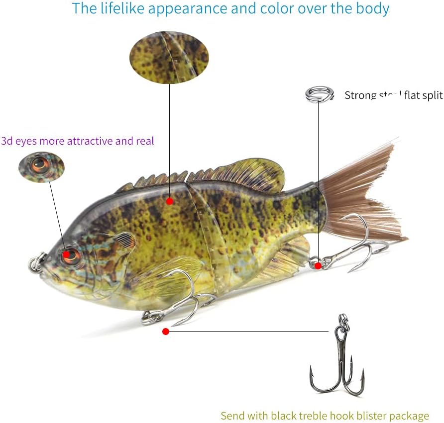 5.9in Multi Jointed Swimbait Fishing Lures Bait,2 Segment Big Giant Sinking Fishing Bass