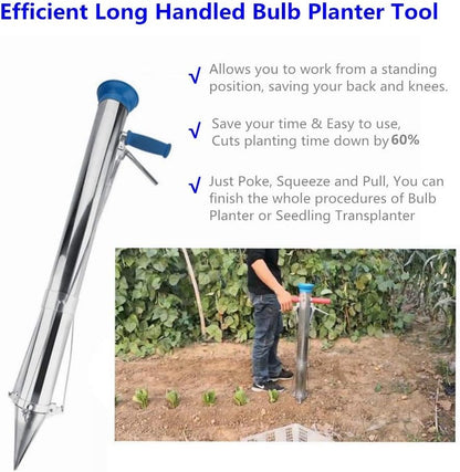 Long Handled Bulb Planter Tools and Vegetable Seedling Tool Manual Plant Transplanter Bulb Planter