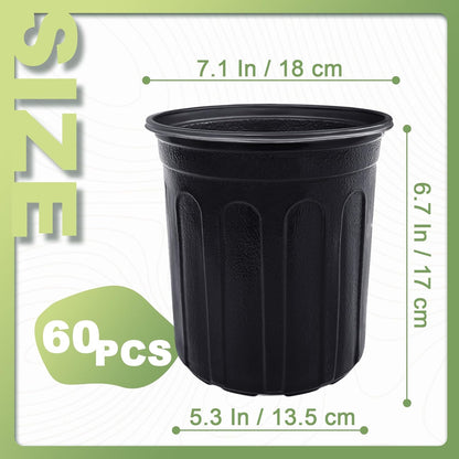 Anyumocz 60 Pcs 1 Gallon Flexible Plant Nursery Pots,Thickened Soft Plastic Seedling Pot with
