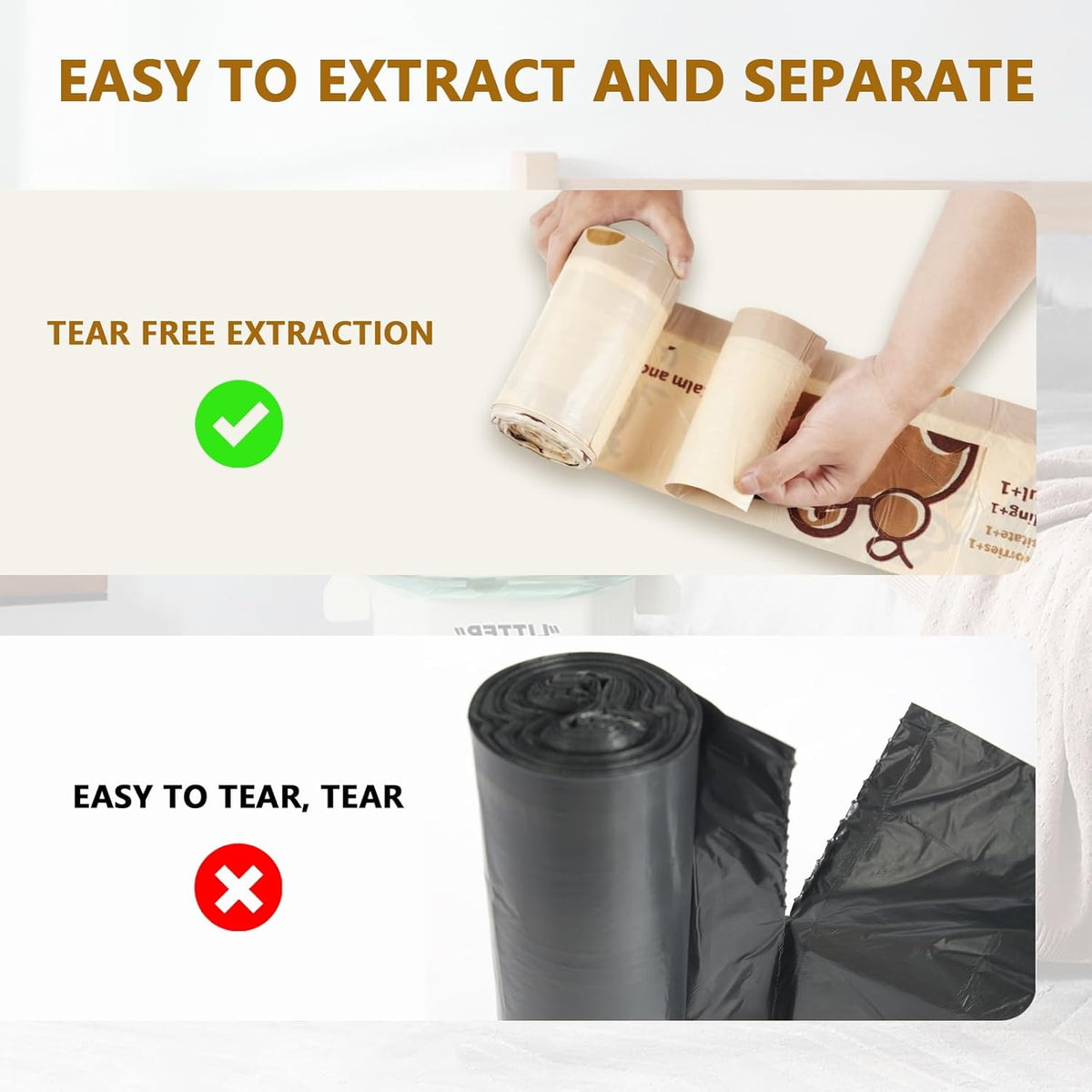VOK 4 Gallon Trash Bags with Capybara Printed, Drawstring Small Garbage Bags, Tear-Resistant &