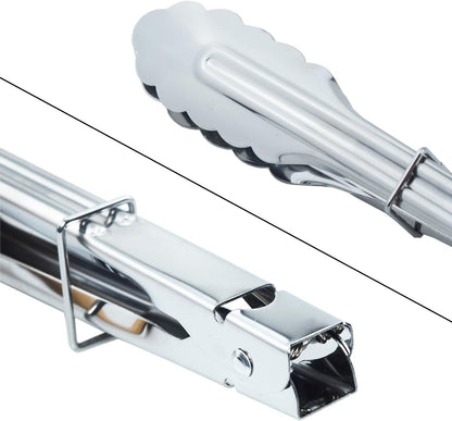 Stainless Steel Locking Kitchen Tongs Extra Long Sturdy Heavy Duty Tongs Set for Cooking Grilling