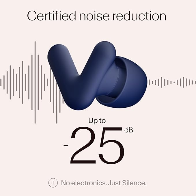 Alpine Silence Earplugs for Sleep, Focus & Travel - V-Shape Fit & Soft Oval Tips – 4 Sizes XS/S/M/L