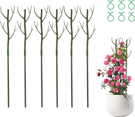 28 Inch Garden Plant Trellis for Indoor Plants, 6 Pack Plastic Trellis Support Stakes for Climbing