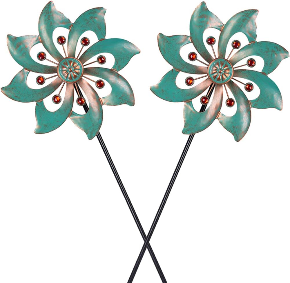VEWOGARDEN 2PCS Garden Wind Spinners Metal Outdoor Wind Spinner Waterproof Wind Sculptures &