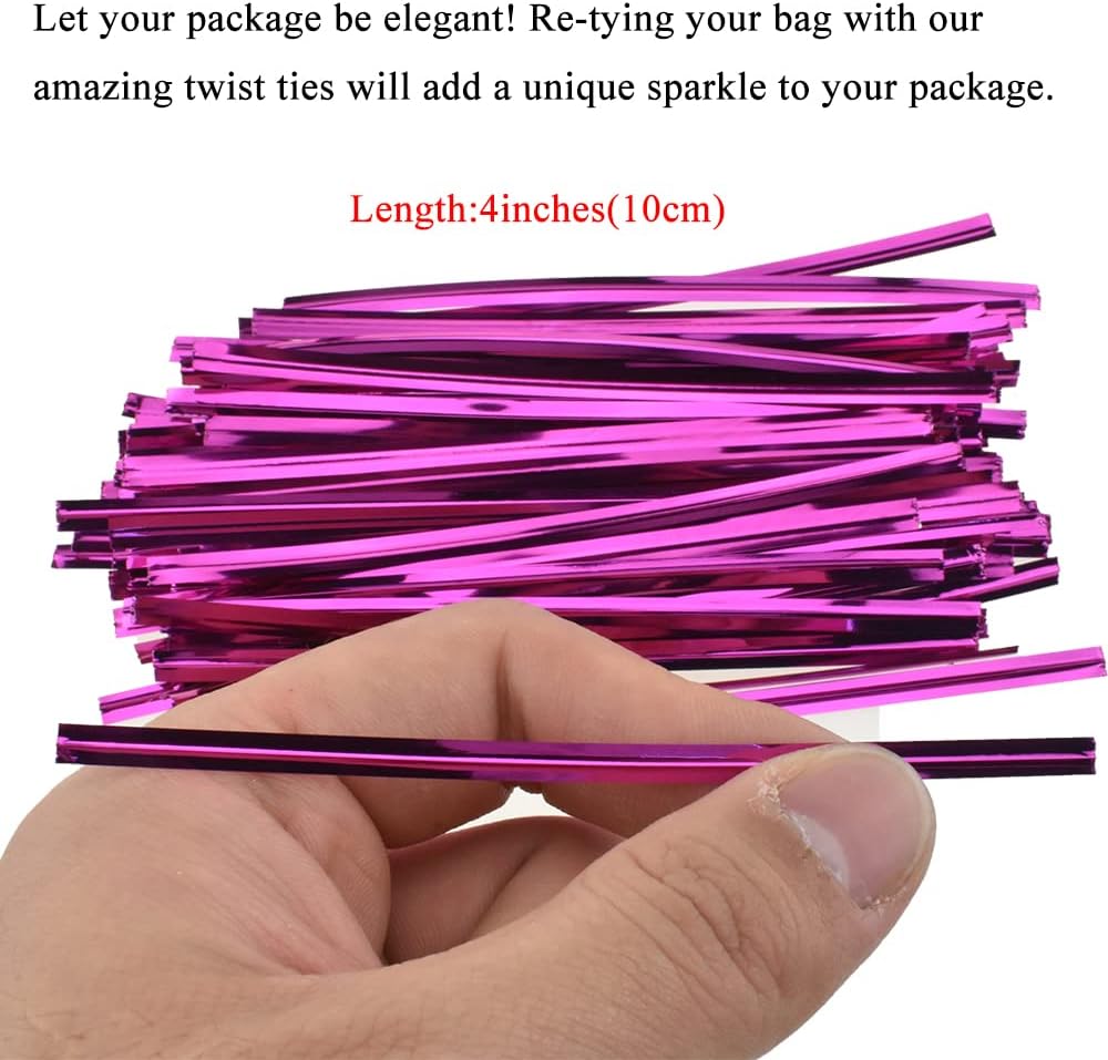 HAHIYO 300Pcs 4 inches Rose Red Metal Twist Ties Bread Candy Coffee Bag Ties Plant Garden Twist