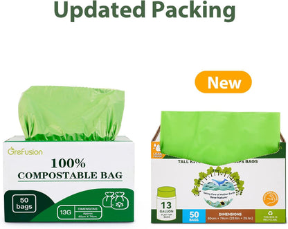 Compostable Bags,Trash bags 13+ gallon tall kitchen, Compostable Trash Lawn & Leaf Yard Waste