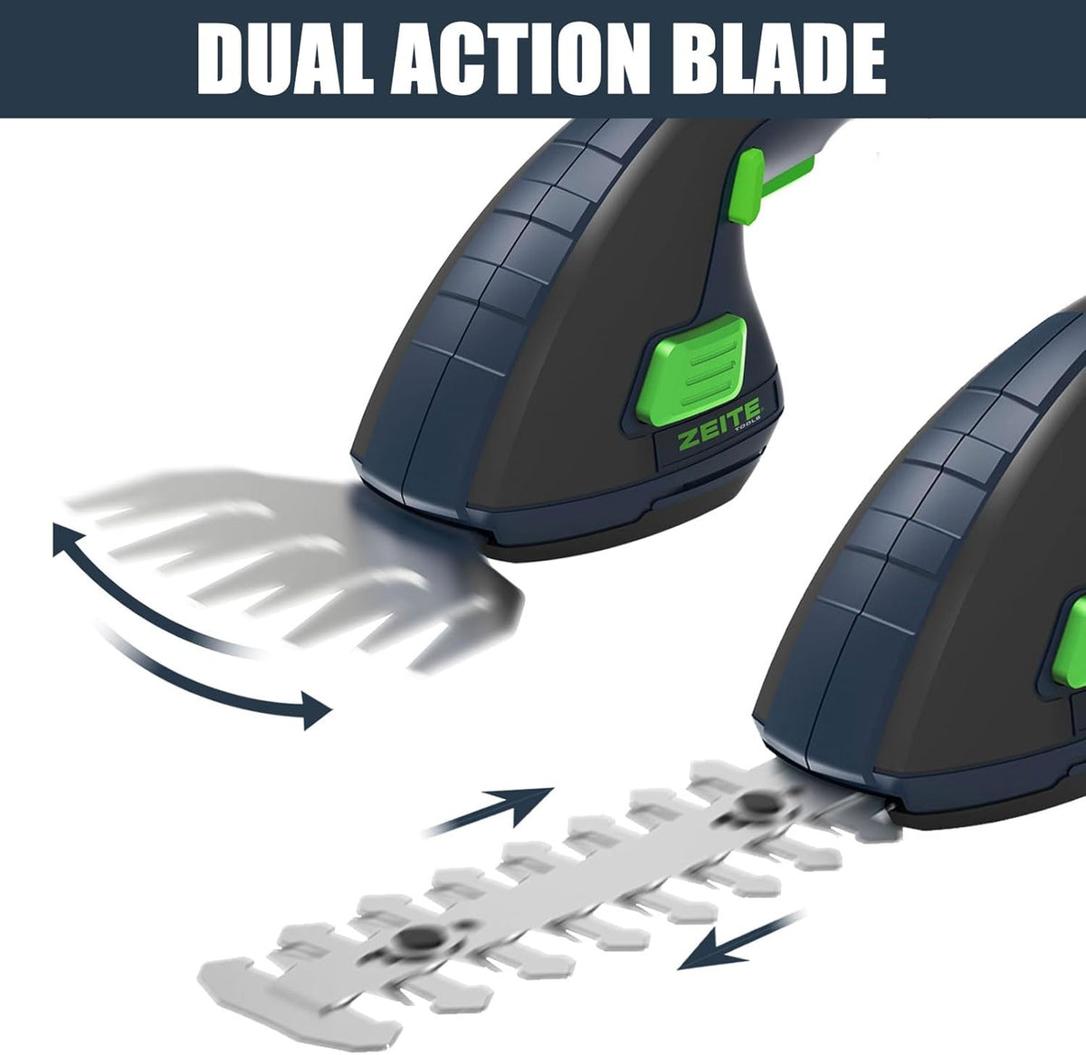 ZEITE 7.2V Grass Shear & Shrubbery Trimmer, 2-in-1 Cordless Grass Cutter and Mini Hedge Trimmer