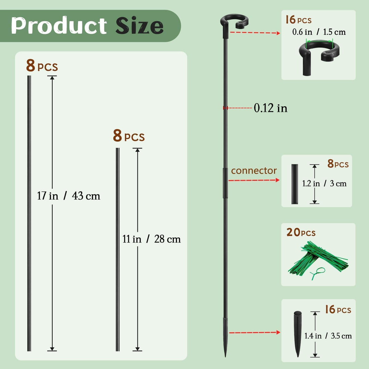 Orchid Sticks 17 inch &11 inch SupKing 16Pcs Plant Stakes with Clips for Support Small Short