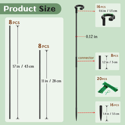 Orchid Sticks 17 inch &11 inch SupKing 16Pcs Plant Stakes with Clips for Support Small Short
