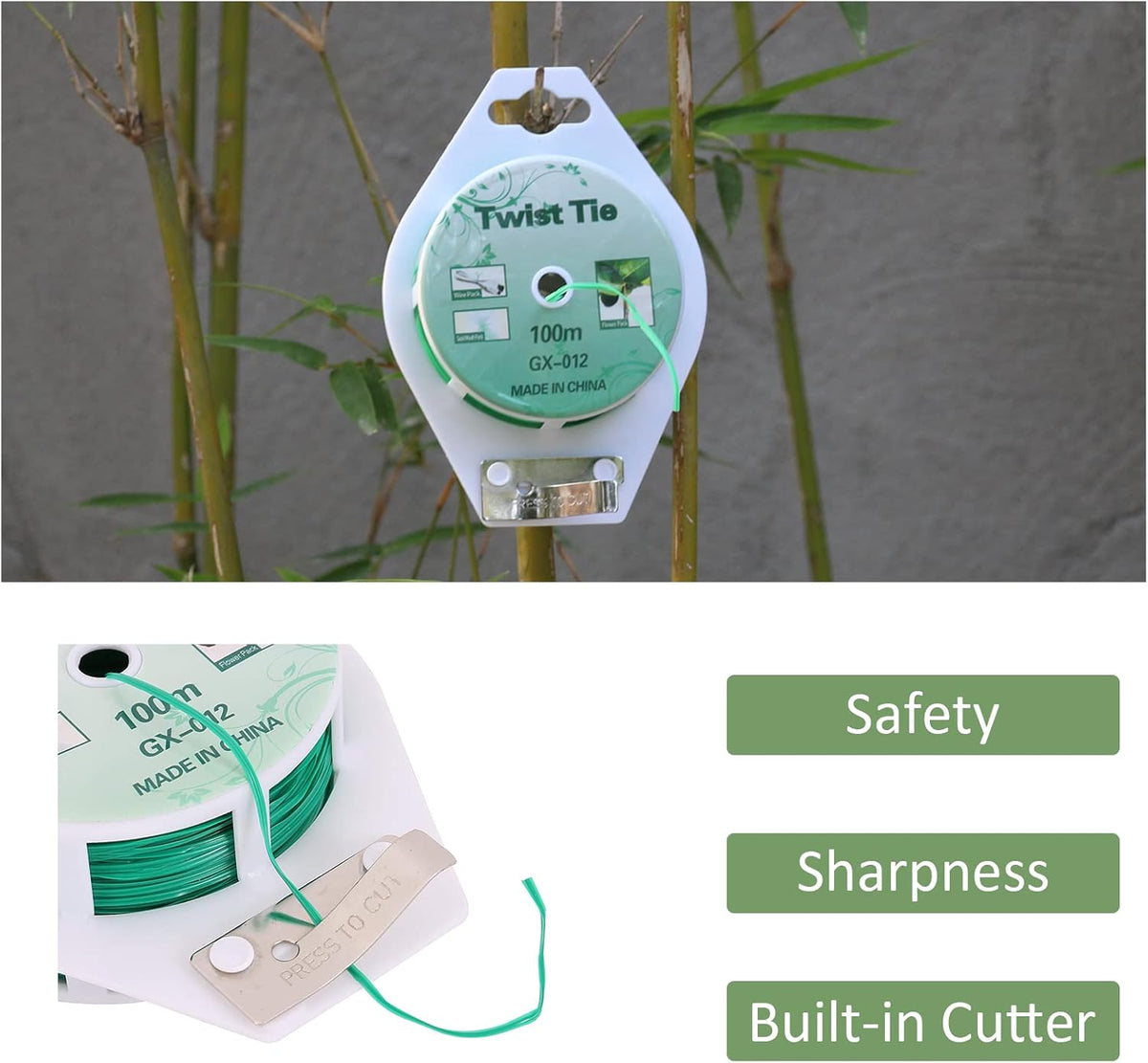 Twist Ties - All-Purpose Coated 328feet Garden Plant Ties with Trimmer Garden Twine Support Ties