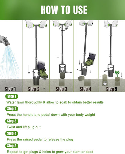 Joyhalo Bulb Planter Tool Long Handle, 30in Serrated Base, 5 in 1 Lawn Tool, Sod Cutter, Grass